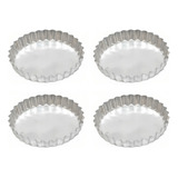 Set X 4 Tartera Rizada Aluminio Nº18 Mini Pastafrola Tarta