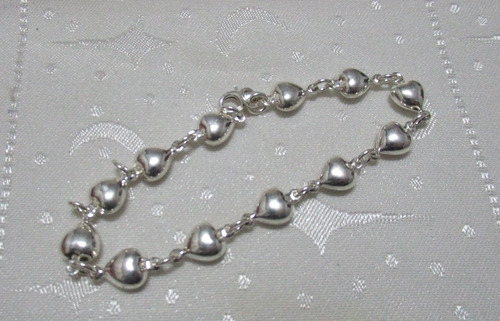 Hermosa Pulsera Plata 925 Eslabones Corazones Corazoncitos