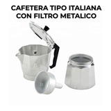 Cafetera Italiana Manual Plateada 300ml Resistente
