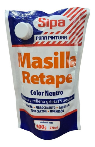 Masilla De Retape Sipa Neutra 400 Gr. Todo Uso