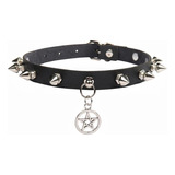 Garagantilla Choker Taches Pentagrama Mujer Metal Rock Punk