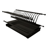 Locero Platero Escurridor Platos Negro 100% Acero Inox 90cm