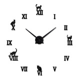 Reloj De Pared 3d Color Negro Tamaño 100 X 100 Cm 