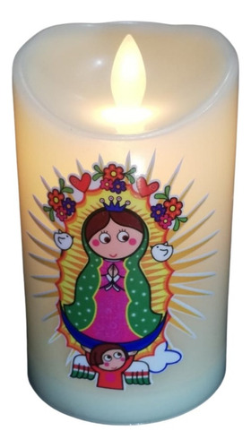 Virgen Guadalupe  Vela  Led Luz Decoración Movimiento  Real 