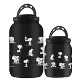 Kit 2 Porta Ração Petiscos Cachorro 3,6l 1,7l Preto Snoopy