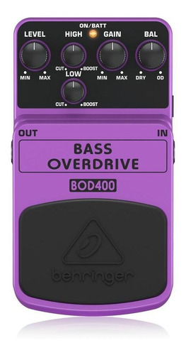 Pedal Para Baixo Bass Overdrive Behringer Bod400