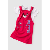 Conjunto Blusa E Salope Menina Urso Rosa