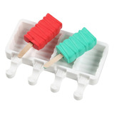 Molde De Silicona Para 4 Paletas Helado De Palito Franjas