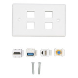 Placa De Pared De 4 Puertos, Interfaz Multimedia Hd Tipo F U