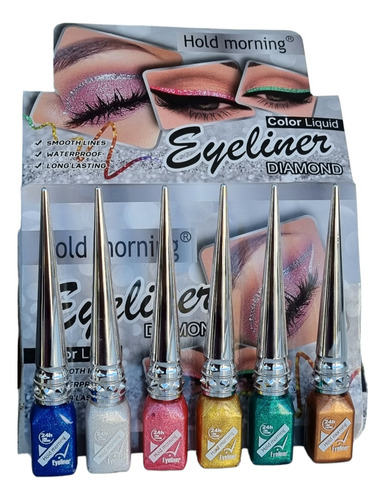 Set De 6 Delineadores Liquidos Para Ojos Metalizado Glitter