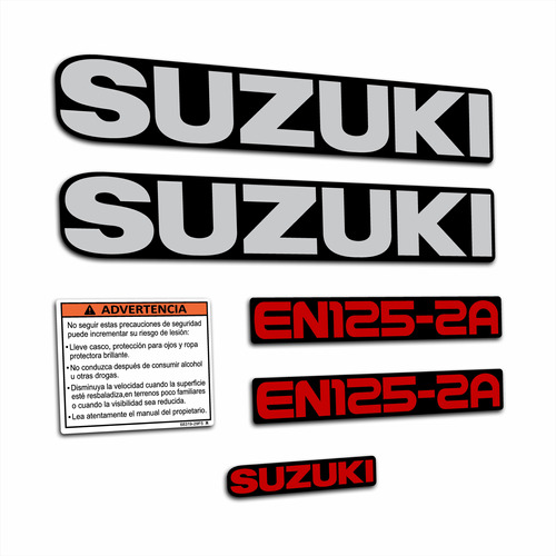 Calcos Suzuki En 125 2a Negra. Metalizadas Diseño Original