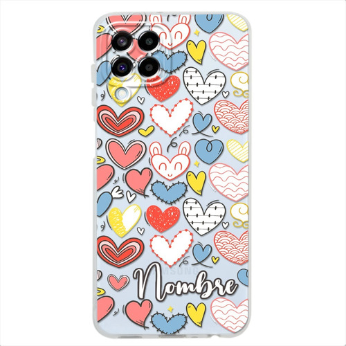 Funda Galaxy Antigolpes Corazones Personalizada Con Nombre