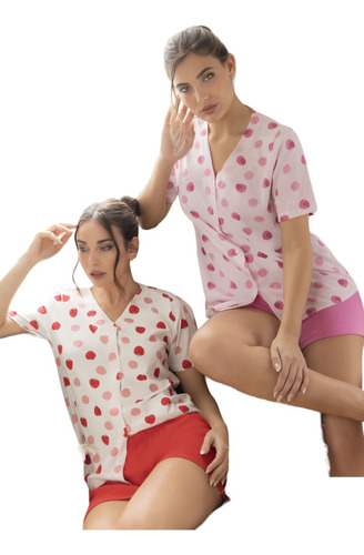 Pijama Mujer Verano Algodon Piache Piu Abotonado