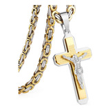 Collar De Cadena Bizantina Con Crucifijo De La Biblia