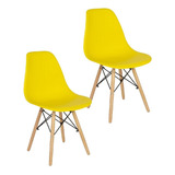 Set De 2 Sillas Holly Estilo Eames Comedor Color Amarillo