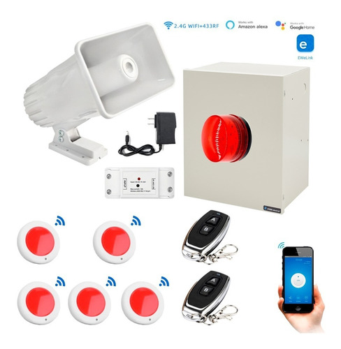 Alarma Sirena Vecinal Wifi Control Boton Panico Inalambrico