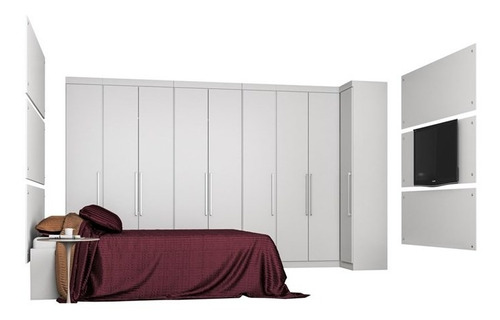 Quarto De Casal Modulado 12 Peças Modena Branco Demobile