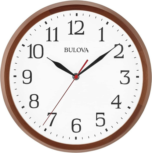 Reloj De Pared Bulova C4899 Clarity Minimalist Dark Walnut