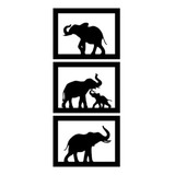 Cuadro Elefantes Pared Negro Set X 3 Unidades 