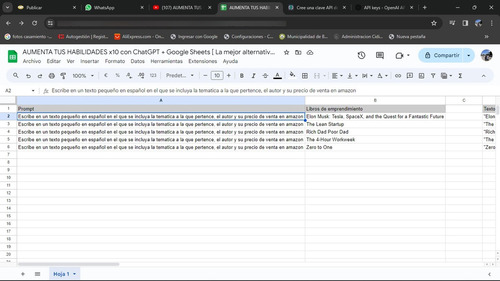 Aumenta Tus Habilidades X10 Con Chatgpt + Google Sheets 