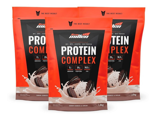 3x Whey Protein Complex - 1800g Cada Refil - New Millen