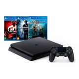 Ps4 Slim 1 Tb Mega Pack: God Of War/gran Turismo Sport/ucharted 4