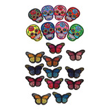 20 Unidades Mariposa Cráneo Decorativo Apliques De Tela