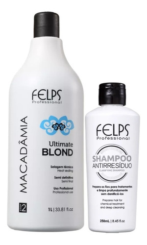 Felps Macadâmia Ultimate Blond Selagem Térmica 1 Litro + Shampoo Brinde
