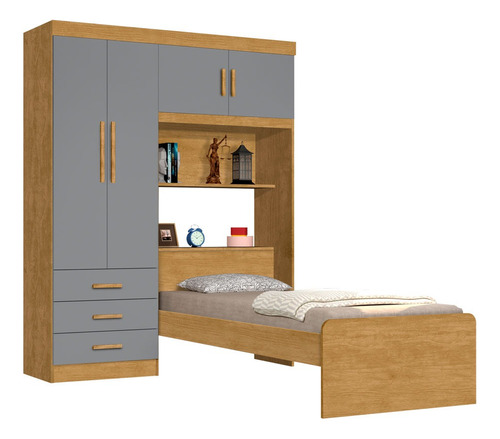 Guarda-roupa Modulado 4 Portas Com Cama Solteiro Cancun N/c