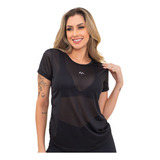 Camiseta Feminina Treino Academia Yoga Dry Fit  Preta