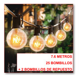 Guirnalda De Luces 25 Focos Vintage Impermeable 7.7 Metros