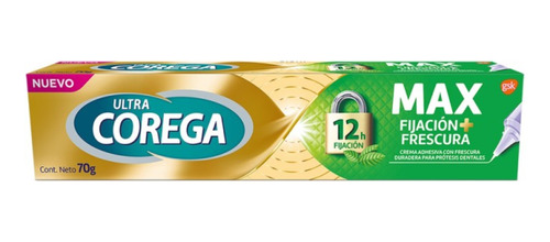 Ultra Corega Max Fijación+frescura 12h X70g Menta