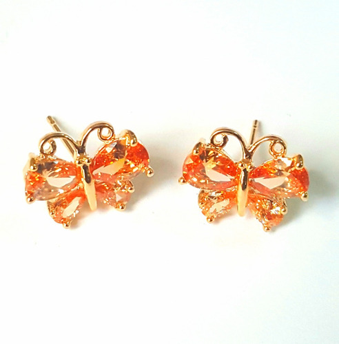 Aretes Mariposa Cristales + Estuche