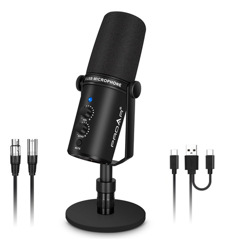 Proar Microfono Dinamico Xlr/usb, Microfono De Computadora D