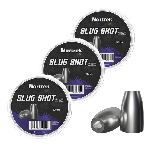Kit 5 Chumbinho Nortrek Elite Slug Shot 5,5mm C/100 Un