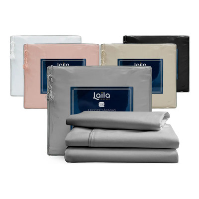 Sabana King Size Dreamon, Premium Tacto Egipcio, Laila Color Gris Diseño de la tela Liso | Envío gratis