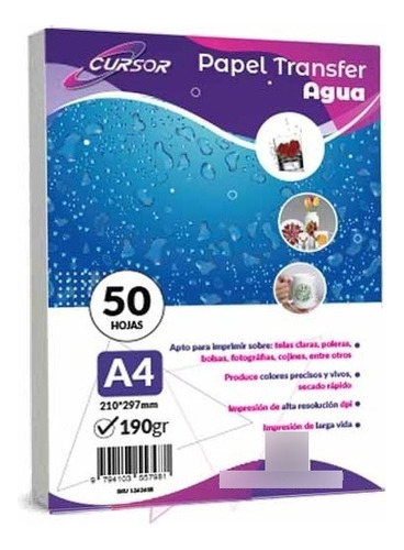 Papel Transfer Al Agua Cerámicos,uñas Inkjet 50 Hojas A4