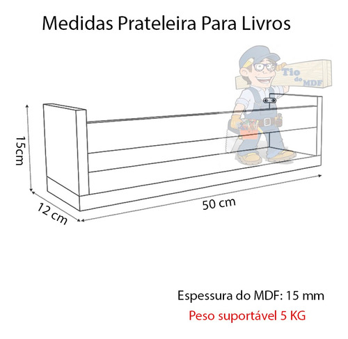 Kit 3 Prateleira 50cm Branco Livro Revista Infantil Parede