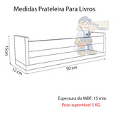 Kit 3 Prateleira 50cm Branco Livro Revista Infantil Parede