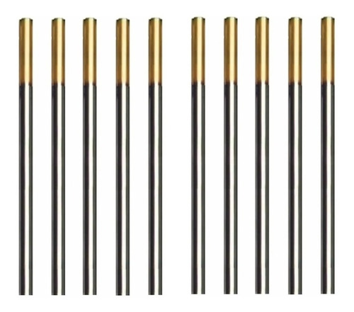 10 Electrodos Tig De Tungsteno Punta Dorada 2,4 Mm X 150 Mm