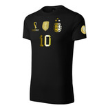 Remera-camiseta Seleccion Argentina Mundial Qatar Gold Messi