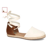 Sandalias Andrea Confort Saldo Beige Textil Ligero Con Tiras