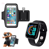 Kit Caminhada Corrida Porta Celular Fitness + Smartwatch