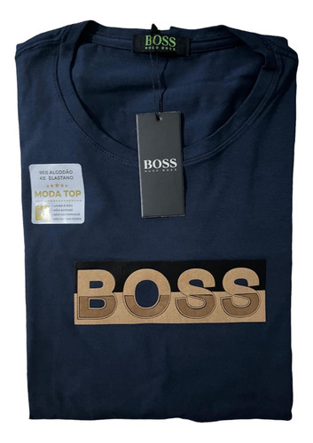 Camiseta Hugo Boss Malha Peruana Tamanho M Azul