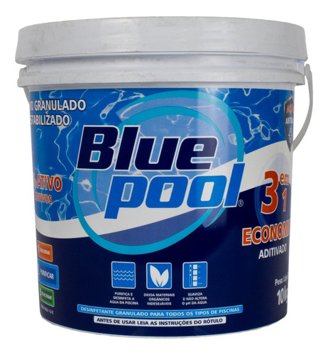 Balde Cloro Piscina Blue Pool Economic 3 Em 1 C/10kg Fluidra