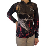 Camisa De Pesca Feminina Pintado Fisherman Proteção Solar Uv