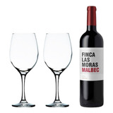 Set De Vino Finca Las Moras + 2 Copas Vidrio Barone 490 Ml