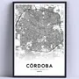Cuadro Cordoba Mapa Dibujo 30x40cm Marco + Vidrio Blanco Negro | MercadoLibre