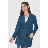 Blazer Cuatro Botones Largo Azul Verdoso Nicopoly