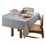 Toalha De Mesa 8 Lugares Retangular Nobre Jacquard 1,60x2,60 Cor Cinza